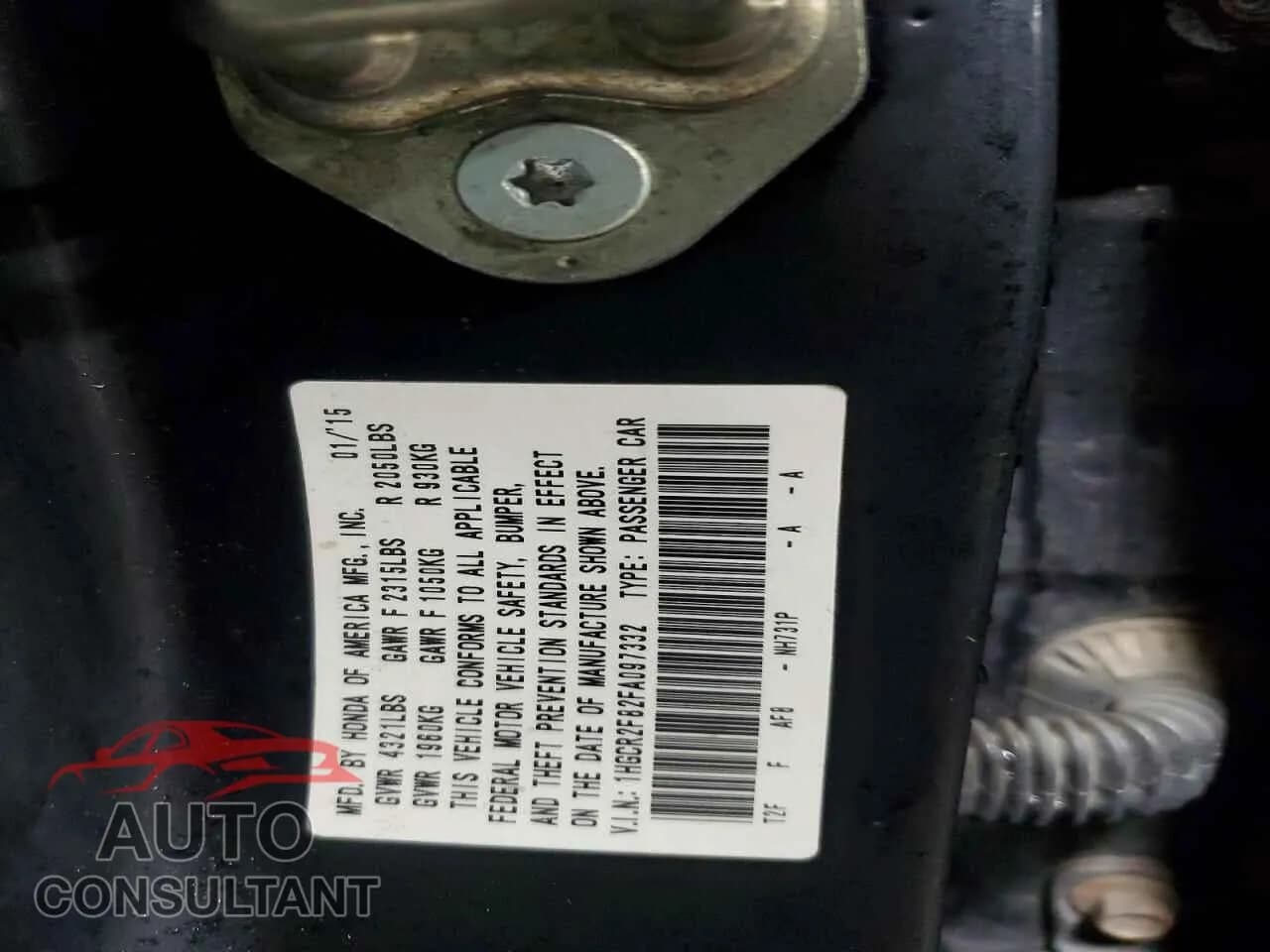 2015 HONDA ACCORD Damaged VIN 1HGCR2F82FA097332 – photo 13 2015 HONDA ACCORD Damaged VIN 1HGCR2F82FA097332 – photo 13
