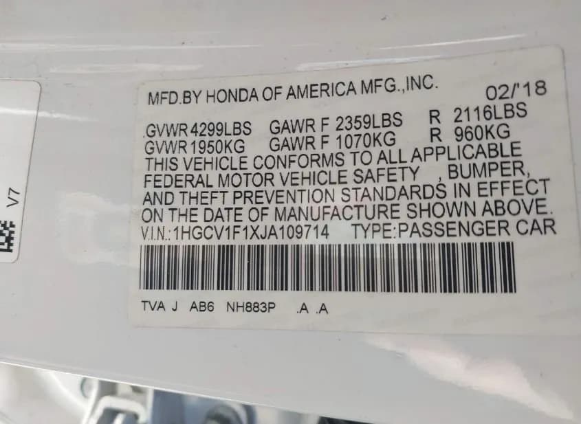 2018 HONDA Accord Used VIN 1HGCV1F1XJA109714 – photo 14 2018 HONDA Accord Used VIN 1HGCV1F1XJA109714 – photo 14