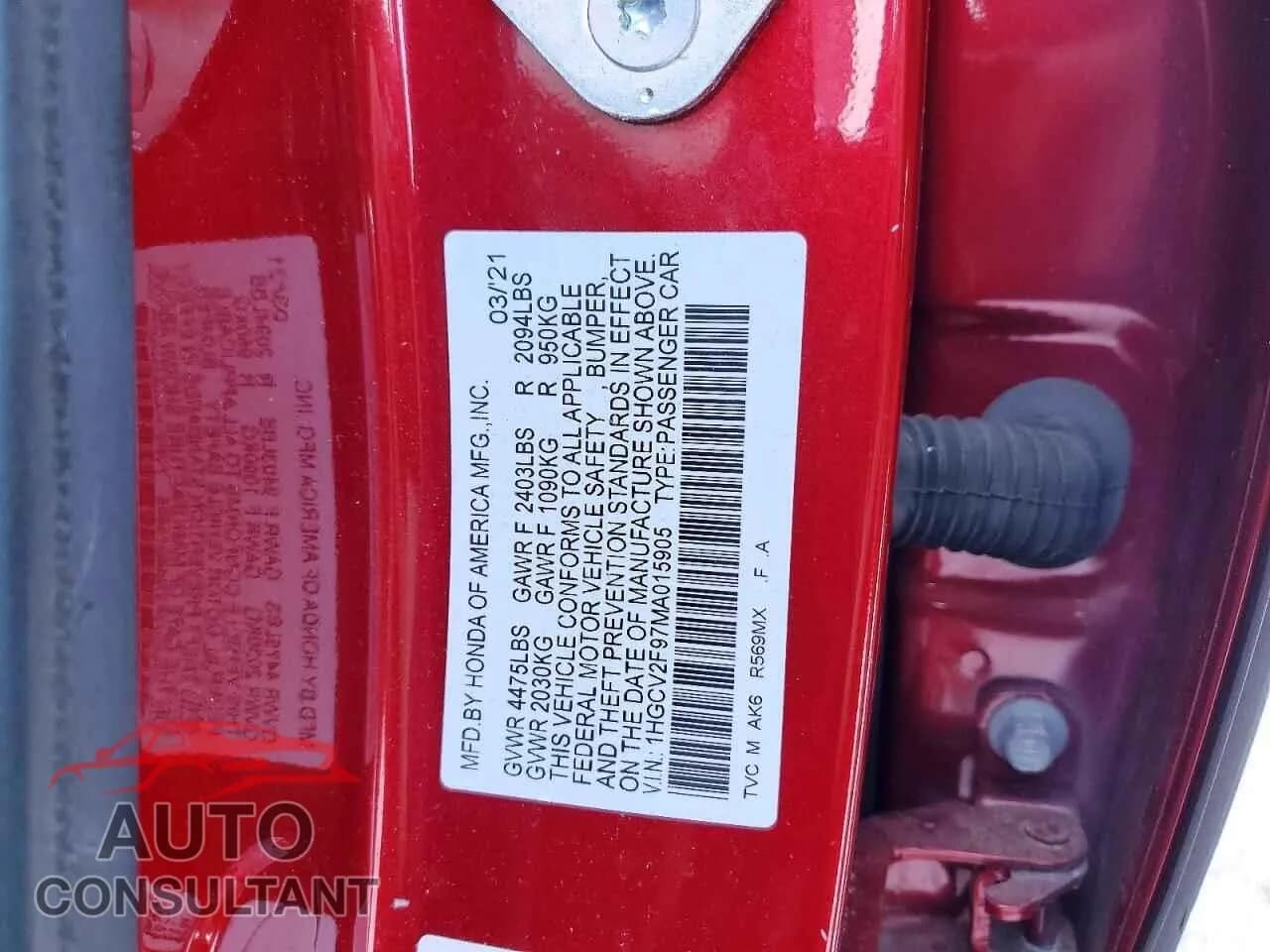 2021 HONDA ACCORD Damaged VIN 1HGCV2F97MA015905 – photo 13 2021 HONDA ACCORD Damaged VIN 1HGCV2F97MA015905 – photo 13