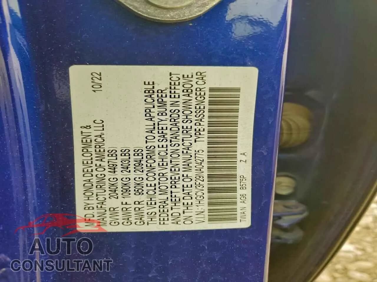 2022 HONDA ACCORD Damaged VIN 1HGCV3F29NA042775 – photo 12 2022 HONDA ACCORD Damaged VIN 1HGCV3F29NA042775 – photo 12