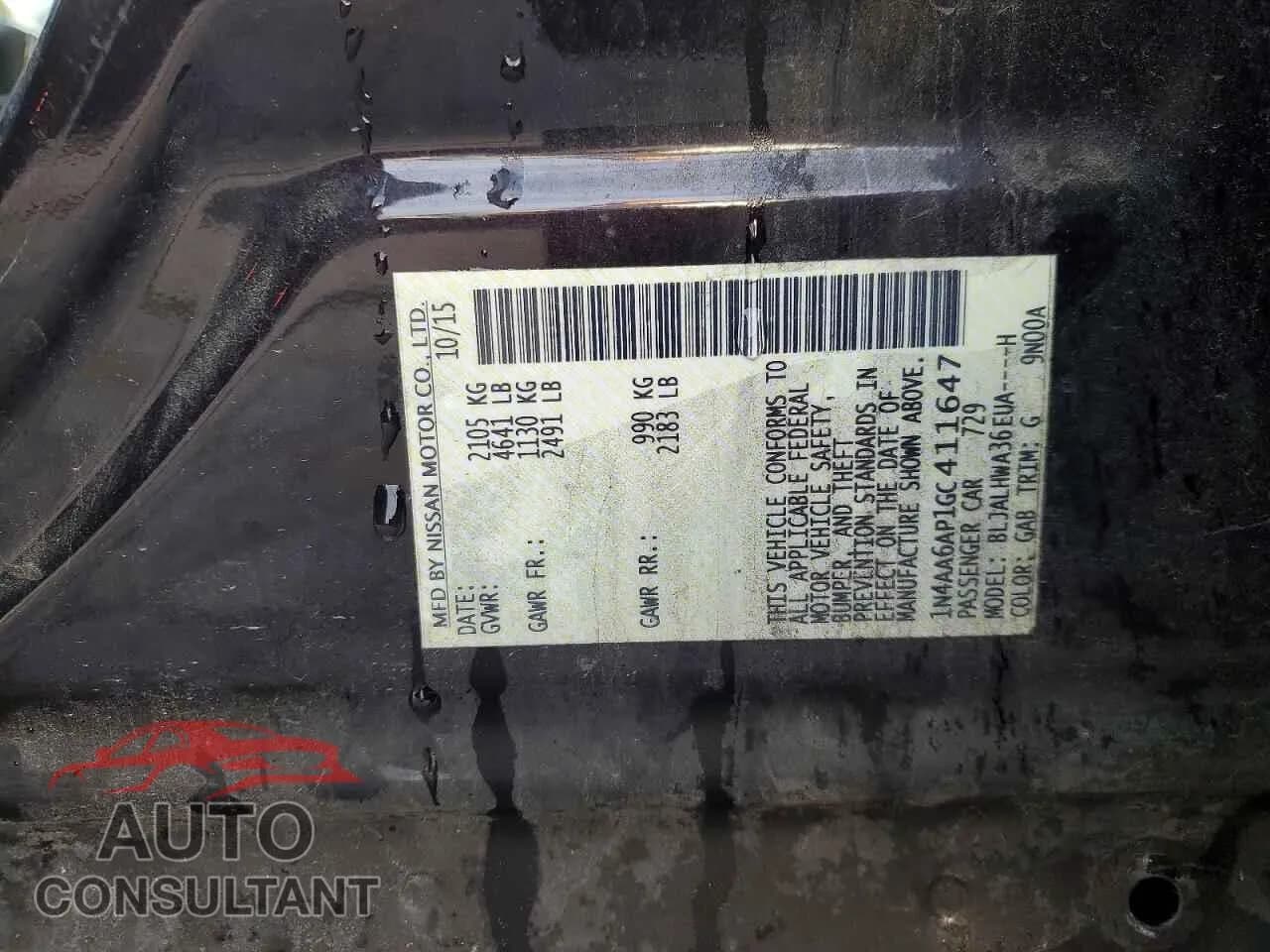 2016 NISSAN MAXIMA Damaged VIN 1N4AA6AP1GC411647 – photo 13 2016 NISSAN MAXIMA Damaged VIN 1N4AA6AP1GC411647 – photo 13