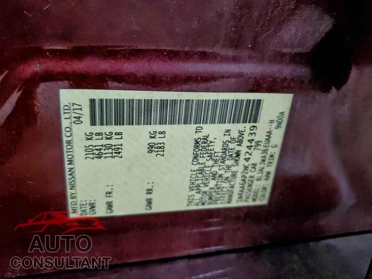 2017 NISSAN MAXIMA Damaged VIN 1N4AA6AP2HC424439 – photo 13 2017 NISSAN MAXIMA Damaged VIN 1N4AA6AP2HC424439 – photo 13