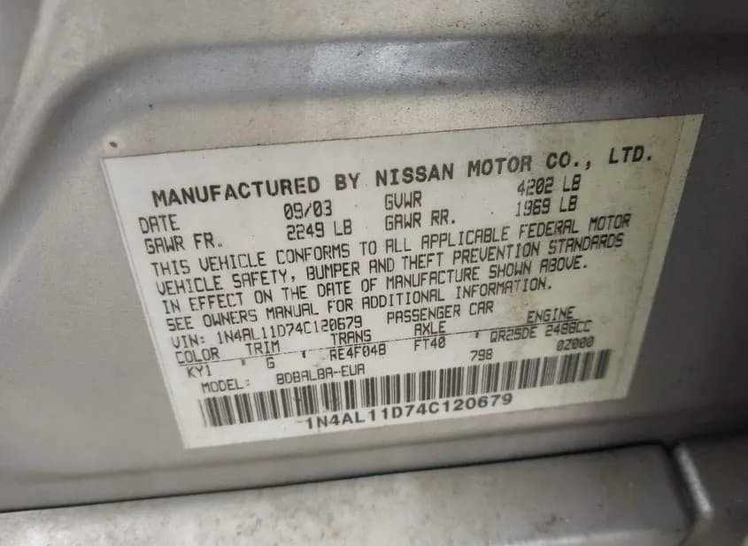 2004 NISSAN Altima Used VIN 1N4AL11D74C120679 – photo 11 2004 NISSAN Altima Used VIN 1N4AL11D74C120679 – photo 11