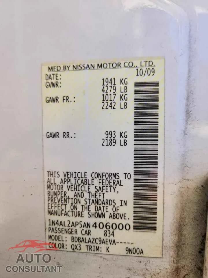 2010 NISSAN ALTIMA Damaged VIN 1N4AL2AP5AN406000 – photo 12 2010 NISSAN ALTIMA Damaged VIN 1N4AL2AP5AN406000 – photo 12