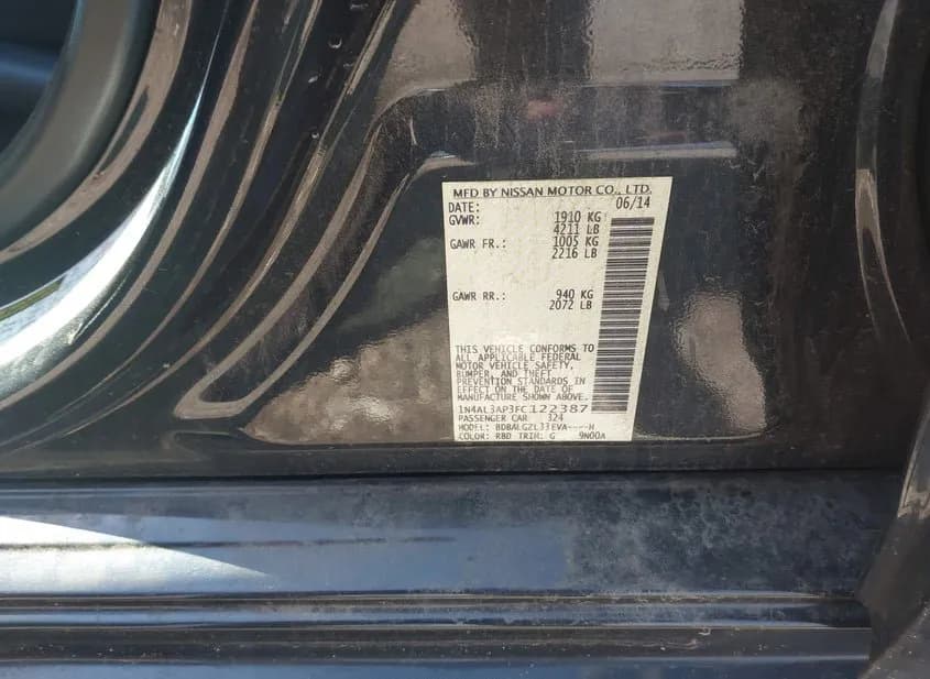 2015 NISSAN Altima Used VIN 1N4AL3AP3FC122387 – side profile 2015 NISSAN Altima Used VIN 1N4AL3AP3FC122387 – side profile