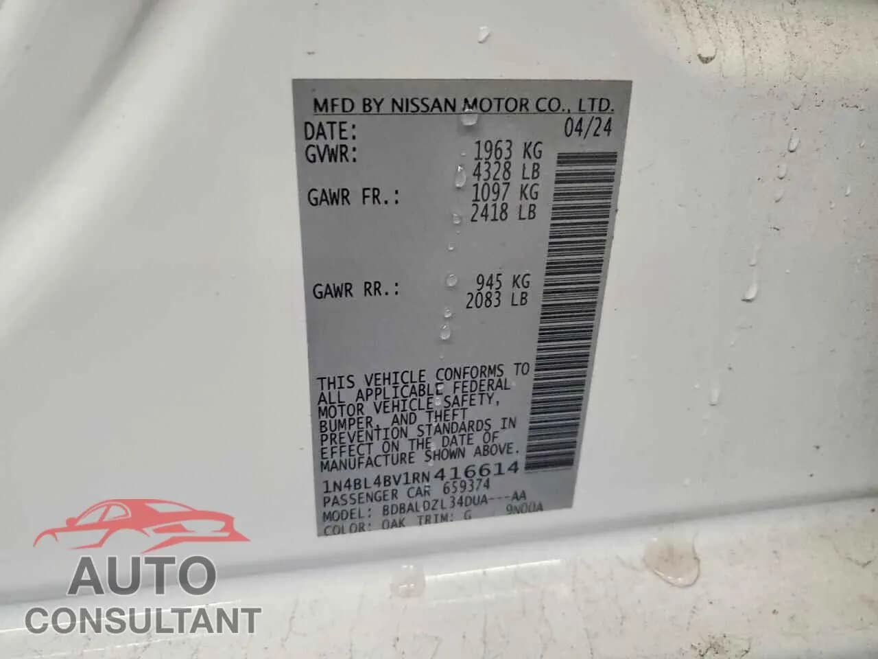 2024 NISSAN ALTIMA Damaged VIN 1N4BL4BV1RN416614 – photo 12 2024 NISSAN ALTIMA Damaged VIN 1N4BL4BV1RN416614 – photo 12