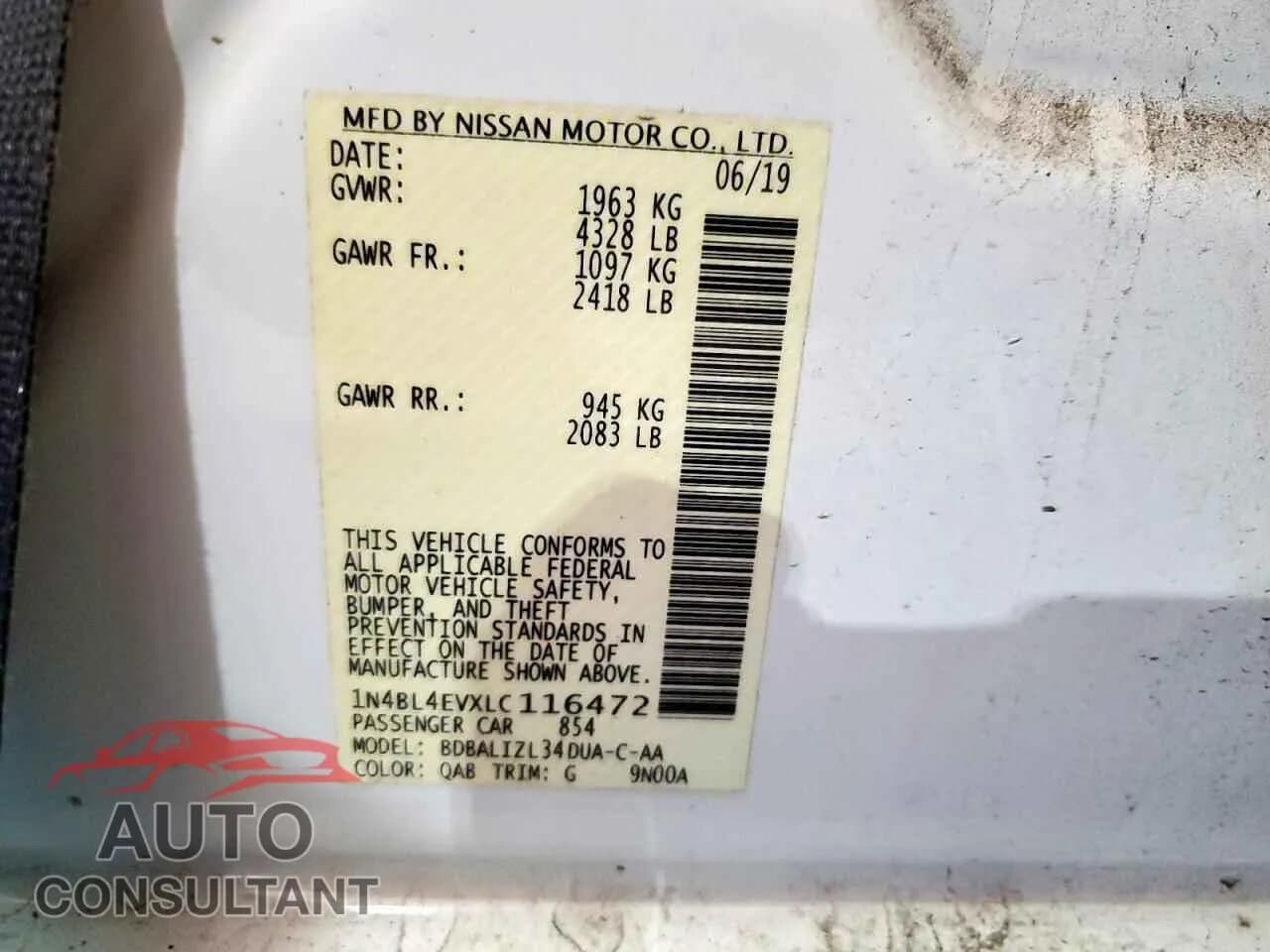 2020 NISSAN ALTIMA Damaged VIN 1N4BL4EVXLC116472 – photo 13 2020 NISSAN ALTIMA Damaged VIN 1N4BL4EVXLC116472 – photo 13