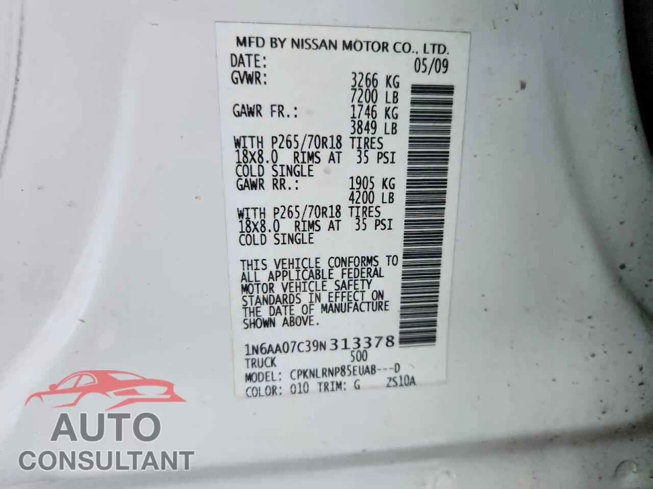 2009 NISSAN TITAN Used VIN 1N6AA07C39N313378 – photo 12 2009 NISSAN TITAN Used VIN 1N6AA07C39N313378 – photo 12