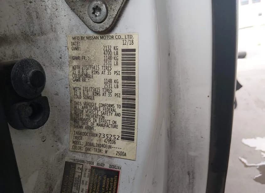 2019 NISSAN Frontier Used VIN 1N6BD0CTXKN735252 – side profile 2019 NISSAN Frontier Used VIN 1N6BD0CTXKN735252 – side profile