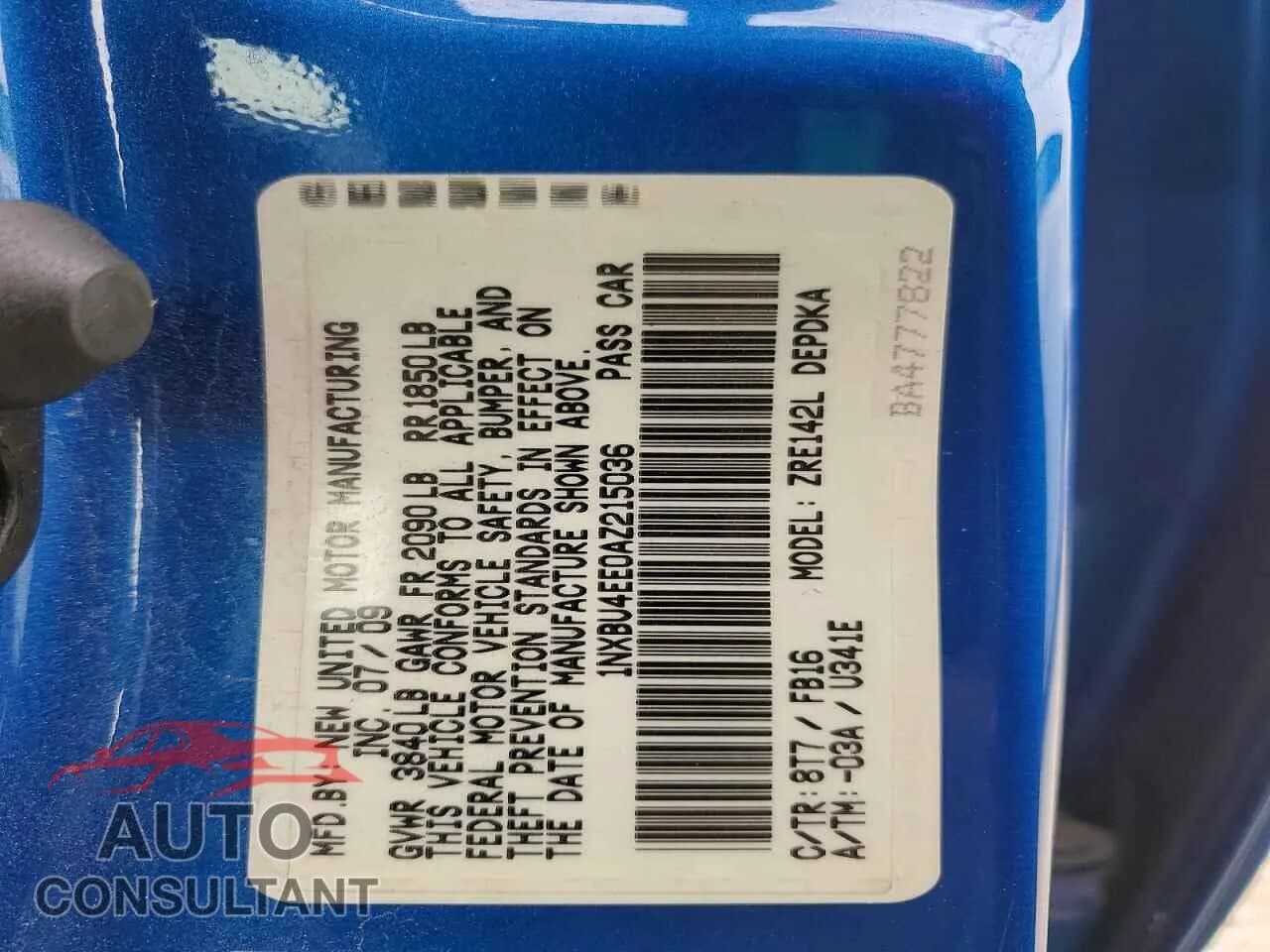 2010 TOYOTA COROLLA Damaged VIN 1NXBU4EE0AZ215036 – photo 12 2010 TOYOTA COROLLA Damaged VIN 1NXBU4EE0AZ215036 – photo 12