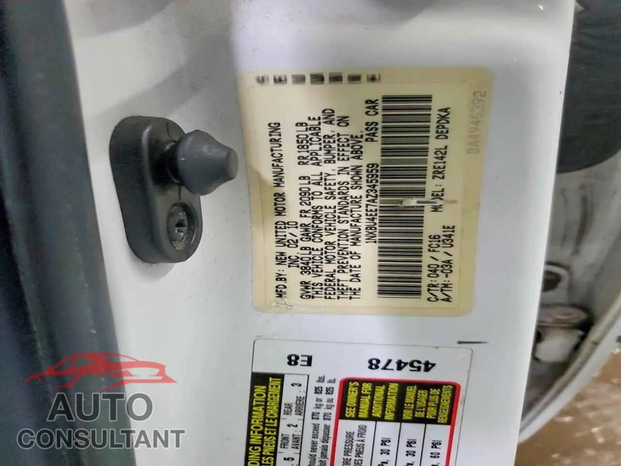 2010 TOYOTA COROLLA Damaged VIN 1NXBU4EE7AZ345959 – photo 12 2010 TOYOTA COROLLA Damaged VIN 1NXBU4EE7AZ345959 – photo 12