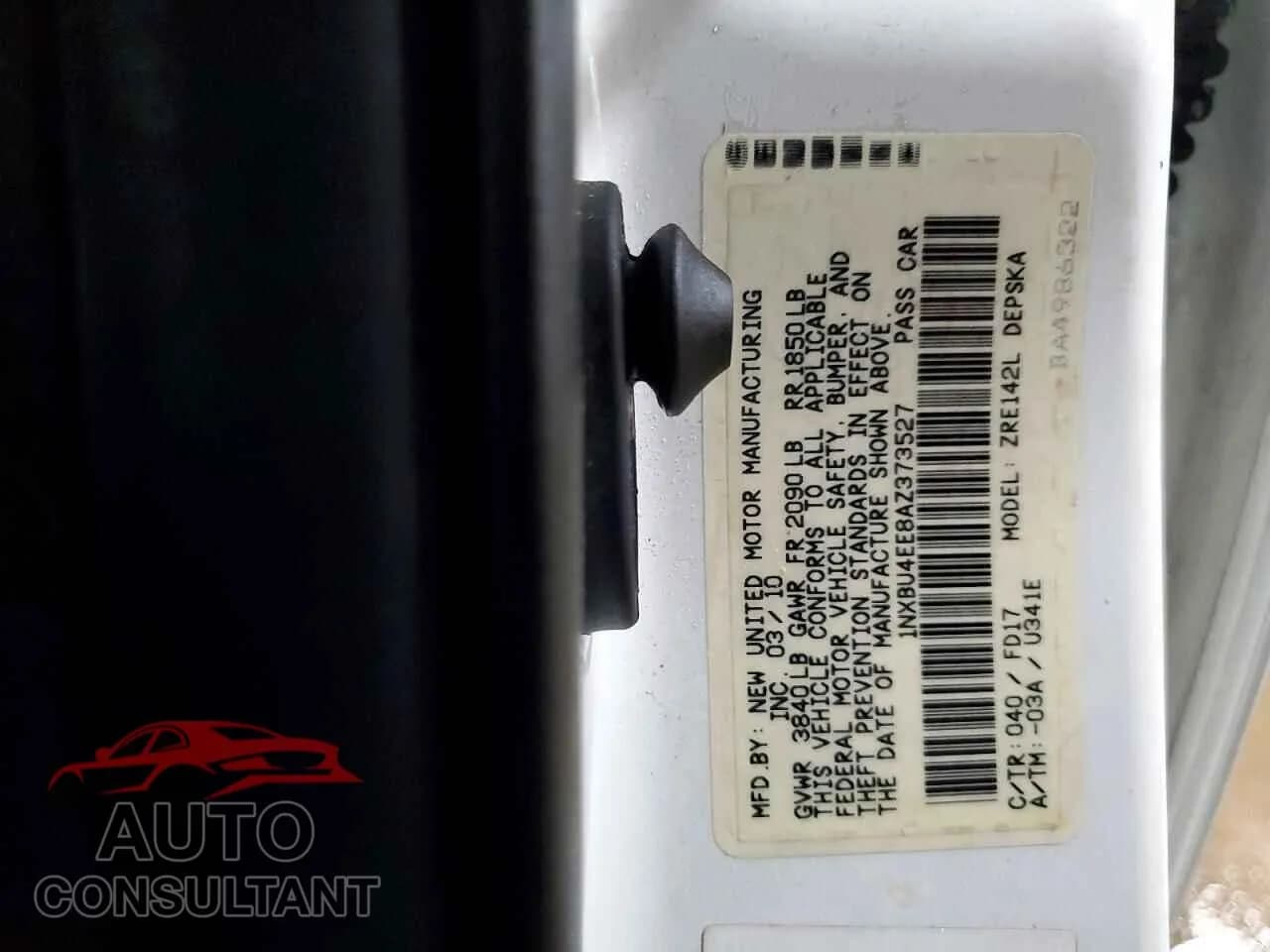 2010 TOYOTA COROLLA Damaged VIN 1NXBU4EE8AZ373527 – photo 12 2010 TOYOTA COROLLA Damaged VIN 1NXBU4EE8AZ373527 – photo 12