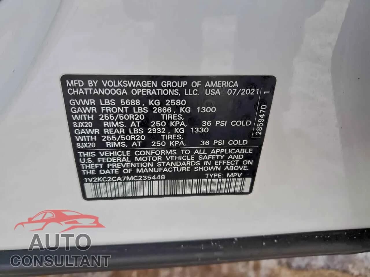 2021 VOLKSWAGEN ATLAS Damaged VIN 1V2KC2CA7MC235448 – photo 13 2021 VOLKSWAGEN ATLAS Damaged VIN 1V2KC2CA7MC235448 – photo 13