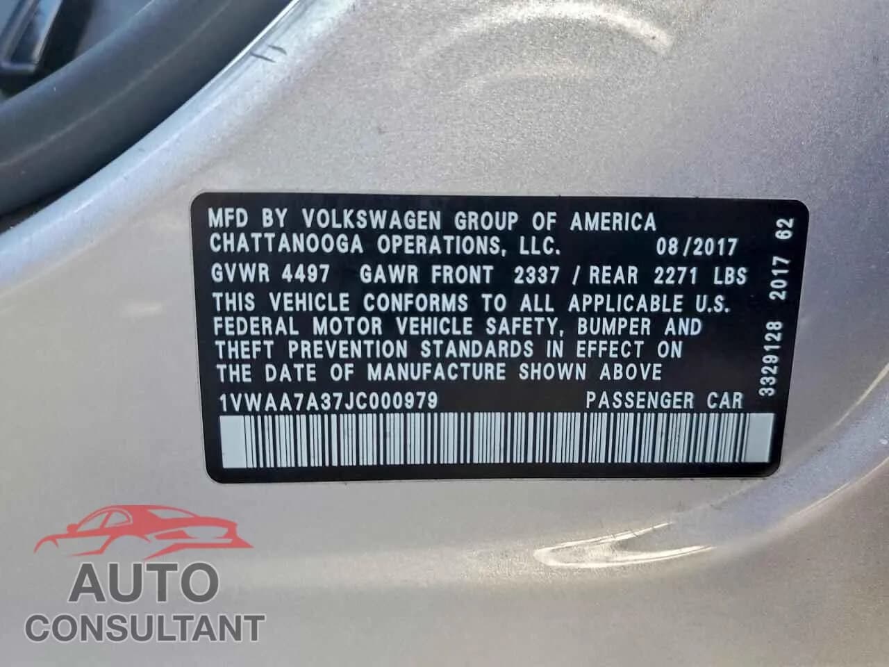 2018 VOLKSWAGEN PASSAT Damaged VIN 1VWAA7A37JC000979 – photo 12 2018 VOLKSWAGEN PASSAT Damaged VIN 1VWAA7A37JC000979 – photo 12
