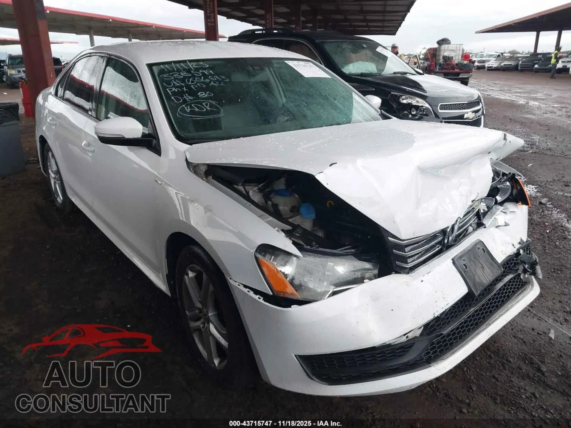 2014 VOLKSWAGEN PASSAT Damaged VIN 1VWAT7A39EC086893 – front exterior 2014 VOLKSWAGEN PASSAT Damaged VIN 1VWAT7A39EC086893 – front exterior