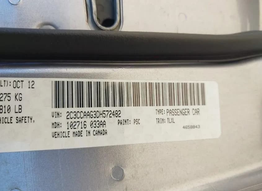 2013 CHRYSLER 300 Used VIN 2C3CCAAG3DH572482 – odometer reading 2013 CHRYSLER 300 Used VIN 2C3CCAAG3DH572482 – odometer reading