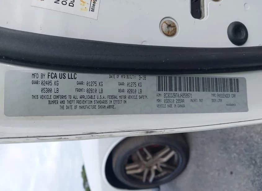 2018 DODGE Challenger Used VIN 2C3CDZBT0JH259571 – side profile 2018 DODGE Challenger Used VIN 2C3CDZBT0JH259571 – side profile