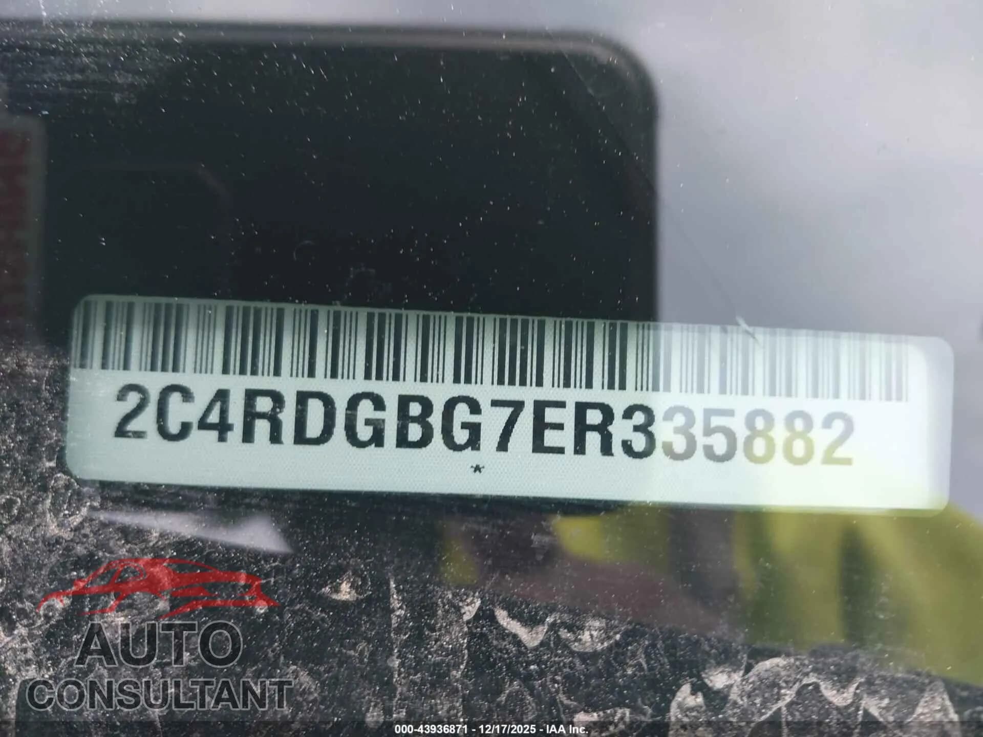 2014 DODGE GRAND CARAVAN Damaged VIN 2C4RDGBG7ER335882 – trunk area 2014 DODGE GRAND CARAVAN Damaged VIN 2C4RDGBG7ER335882 – trunk area