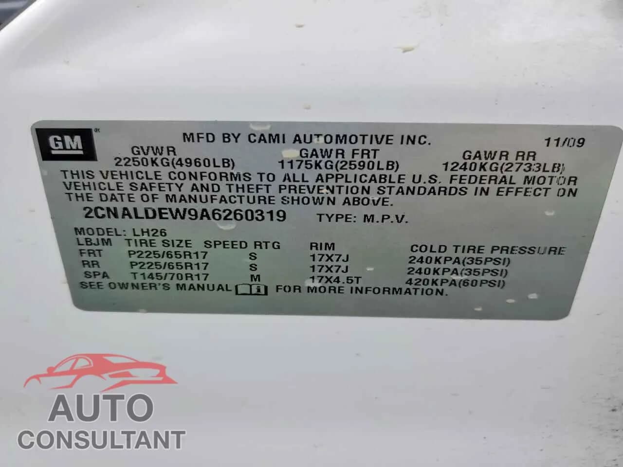 2010 CHEVROLET EQUINOX Damaged VIN 2CNALDEW9A6260319 – photo 13 2010 CHEVROLET EQUINOX Damaged VIN 2CNALDEW9A6260319 – photo 13