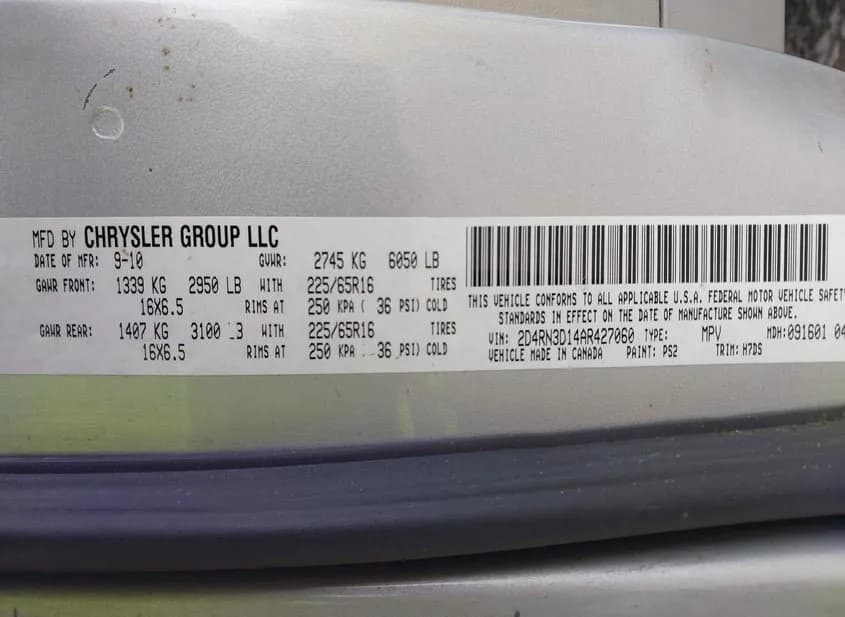 2010 DODGE Grand Caravan Used VIN 2D4RN3D14AR427060 – rear exterior 2010 DODGE Grand Caravan Used VIN 2D4RN3D14AR427060 – rear exterior