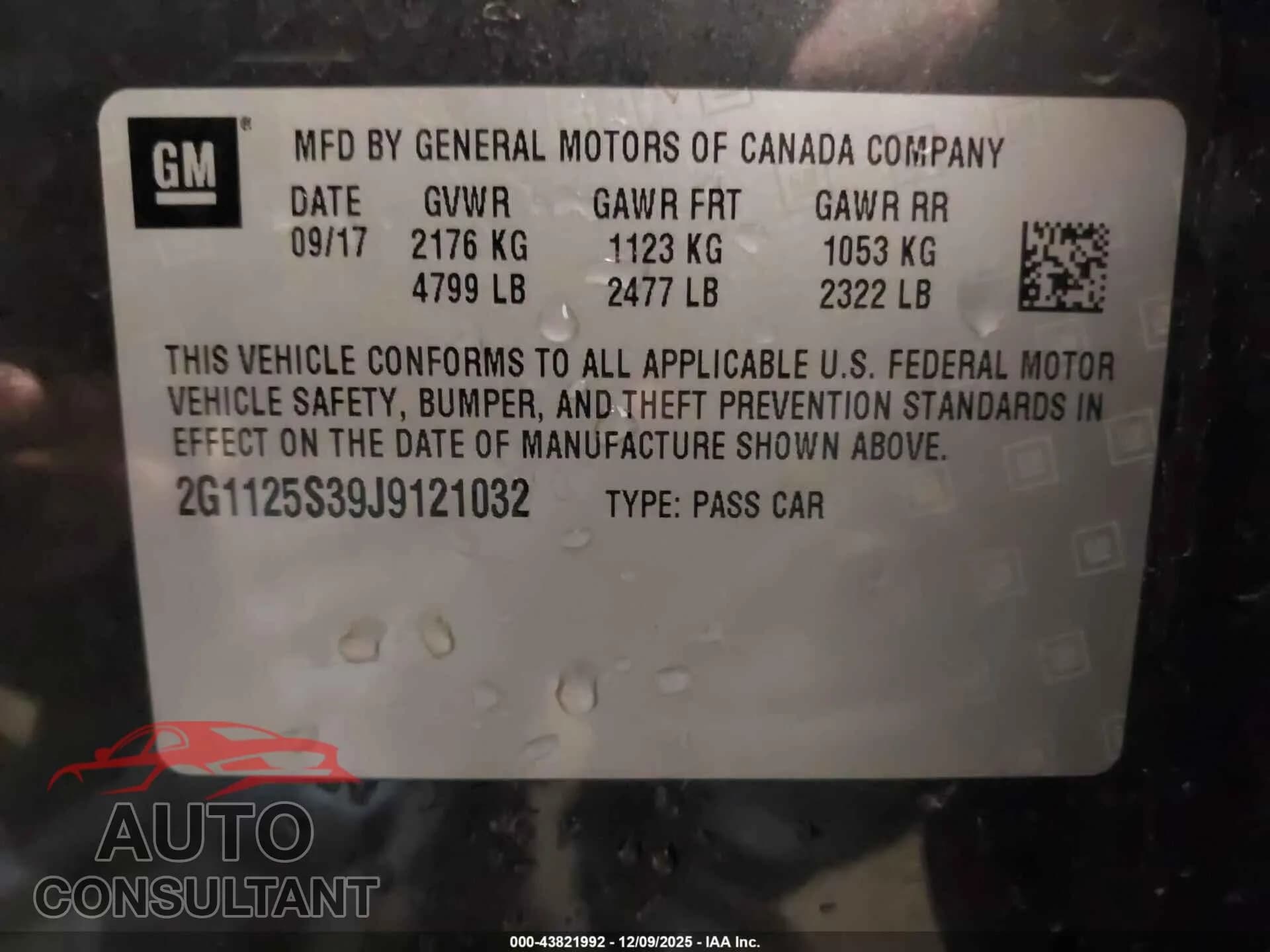 2018 CHEVROLET IMPALA Damaged VIN 2G1125S39J9121032 – trunk area 2018 CHEVROLET IMPALA Damaged VIN 2G1125S39J9121032 – trunk area