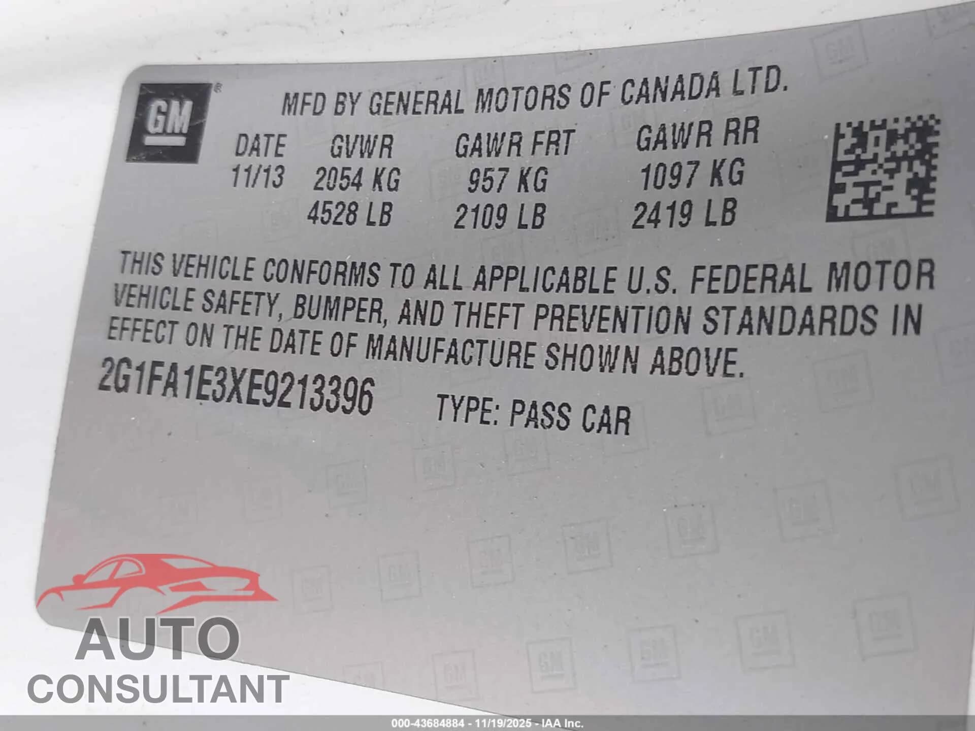 2014 CHEVROLET CAMARO Damaged VIN 2G1FA1E3XE9213396 – trunk area 2014 CHEVROLET CAMARO Damaged VIN 2G1FA1E3XE9213396 – trunk area