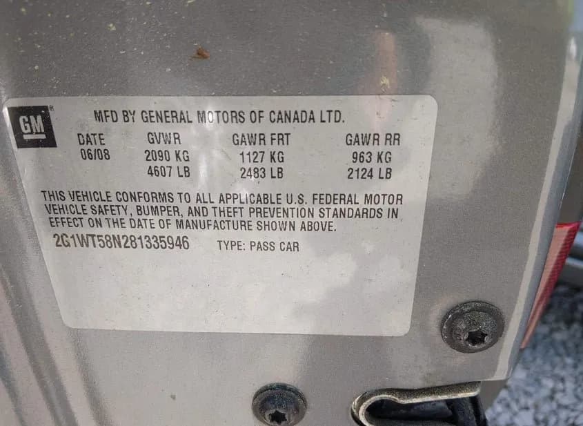 2008 CHEVROLET Impala Used VIN 2G1WT58N281335946 – rear exterior 2008 CHEVROLET Impala Used VIN 2G1WT58N281335946 – rear exterior