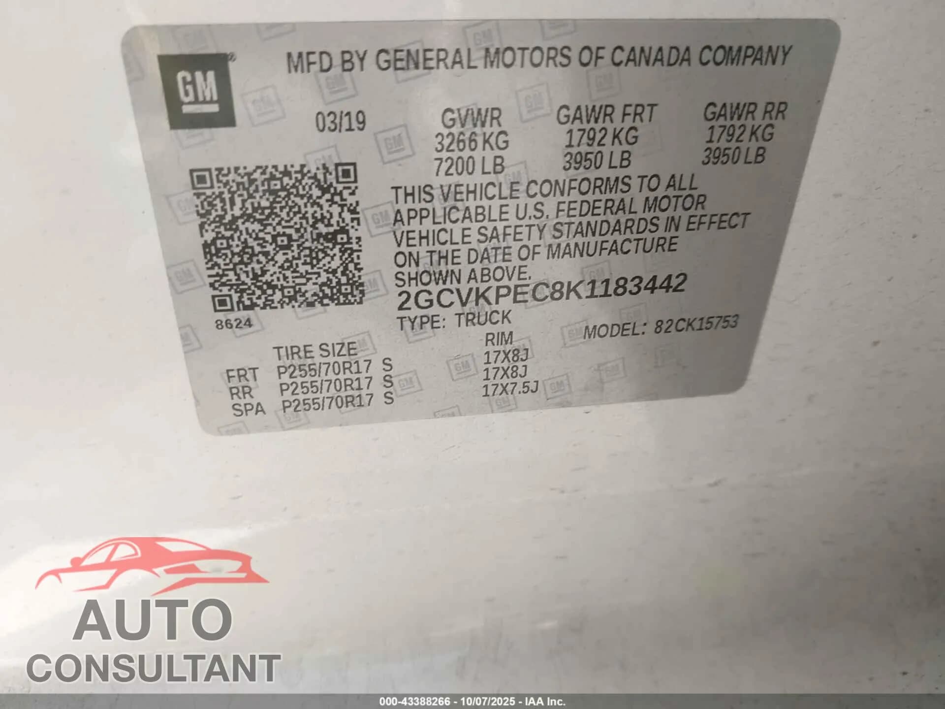 2019 CHEVROLET SILVERADO 1500 LD Damaged VIN 2GCVKPEC8K1183442 – trunk area 2019 CHEVROLET SILVERADO 1500 LD Damaged VIN 2GCVKPEC8K1183442 – trunk area