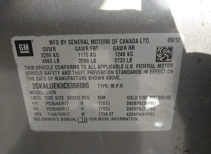 2012 GMC Terrain Used VIN 2GKALUEK8C6356080 – photo 11 2012 GMC Terrain Used VIN 2GKALUEK8C6356080 – photo 11