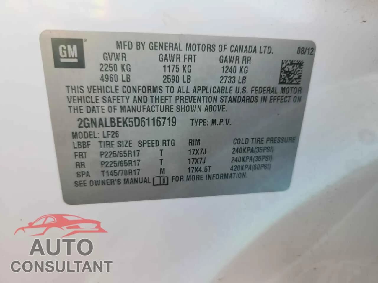 2013 CHEVROLET EQUINOX Damaged VIN 2GNALBEK5D6116719 – photo 12 2013 CHEVROLET EQUINOX Damaged VIN 2GNALBEK5D6116719 – photo 12