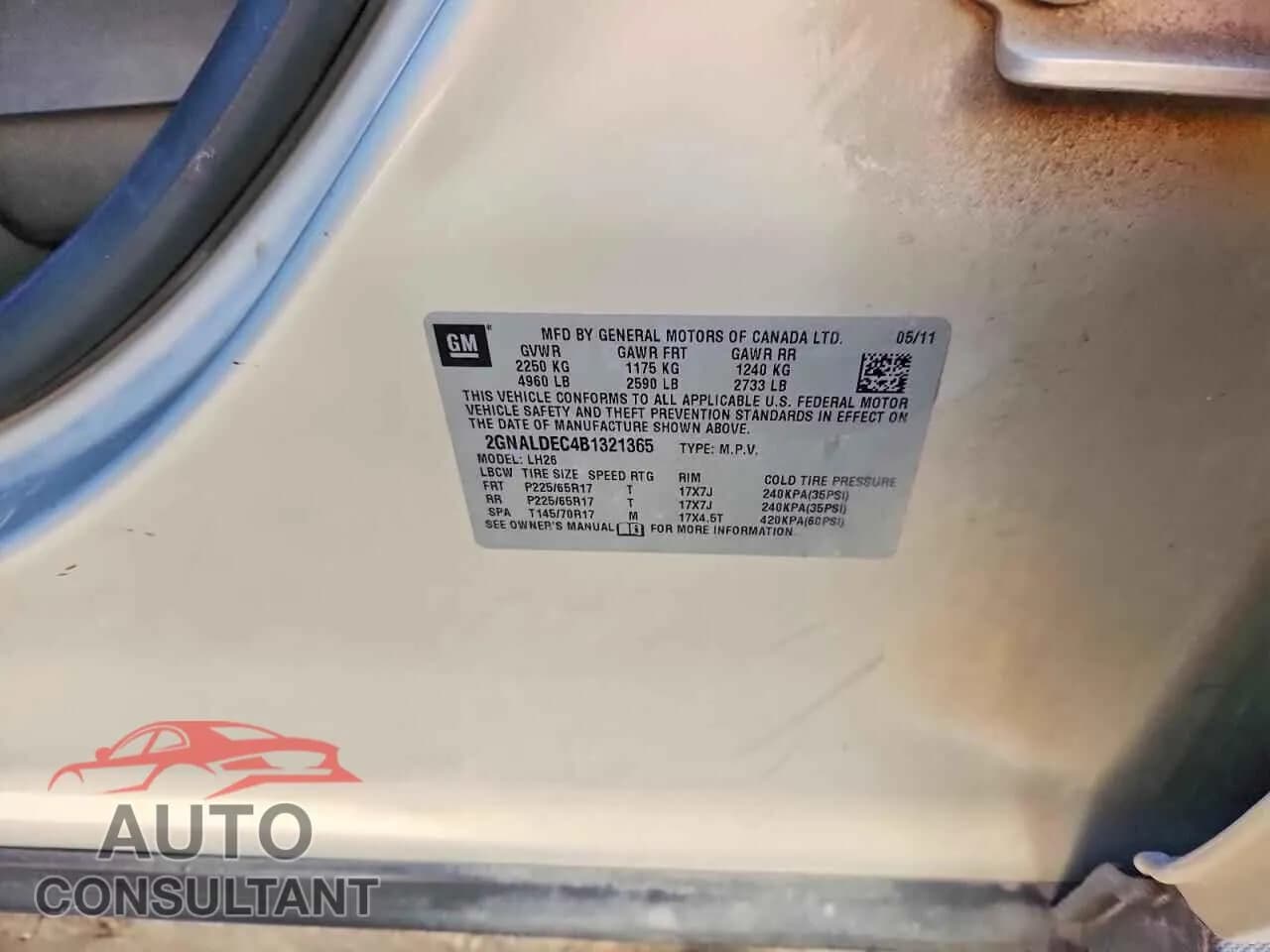 2011 CHEVROLET EQUINOX Damaged VIN 2GNALDEC4B1321365 – photo 12 2011 CHEVROLET EQUINOX Damaged VIN 2GNALDEC4B1321365 – photo 12