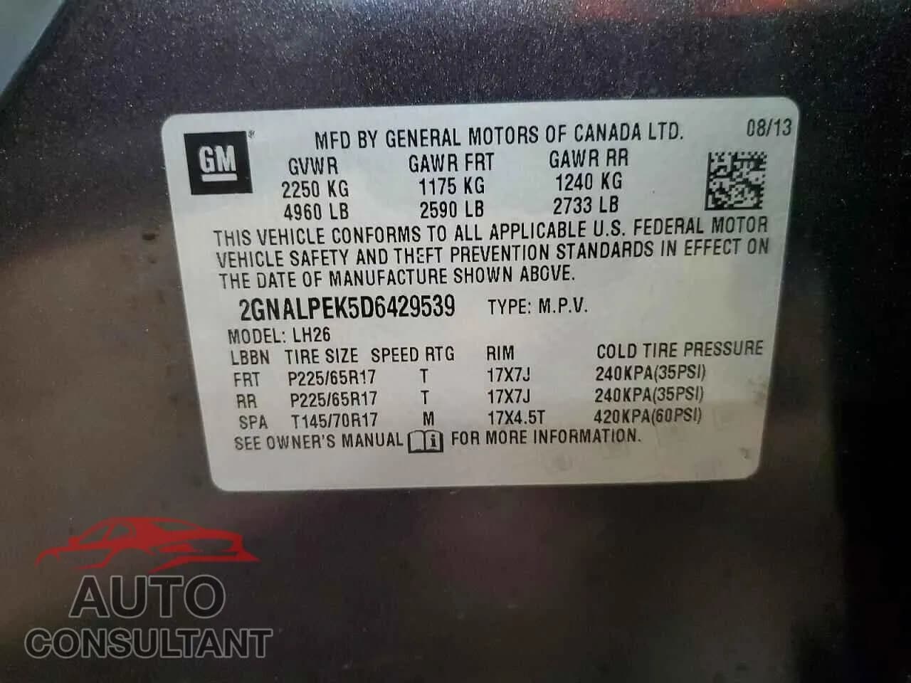 2013 CHEVROLET EQUINOX Damaged VIN 2GNALPEK5D6429539 – photo 12 2013 CHEVROLET EQUINOX Damaged VIN 2GNALPEK5D6429539 – photo 12