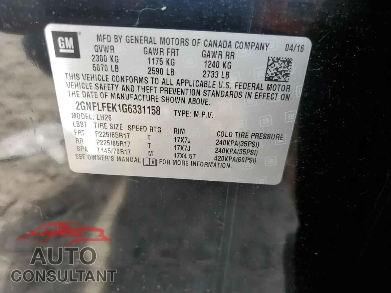 2016 CHEVROLET EQUINOX Damaged VIN 2GNFLFEK1G6331158 – photo 12 2016 CHEVROLET EQUINOX Damaged VIN 2GNFLFEK1G6331158 – photo 12