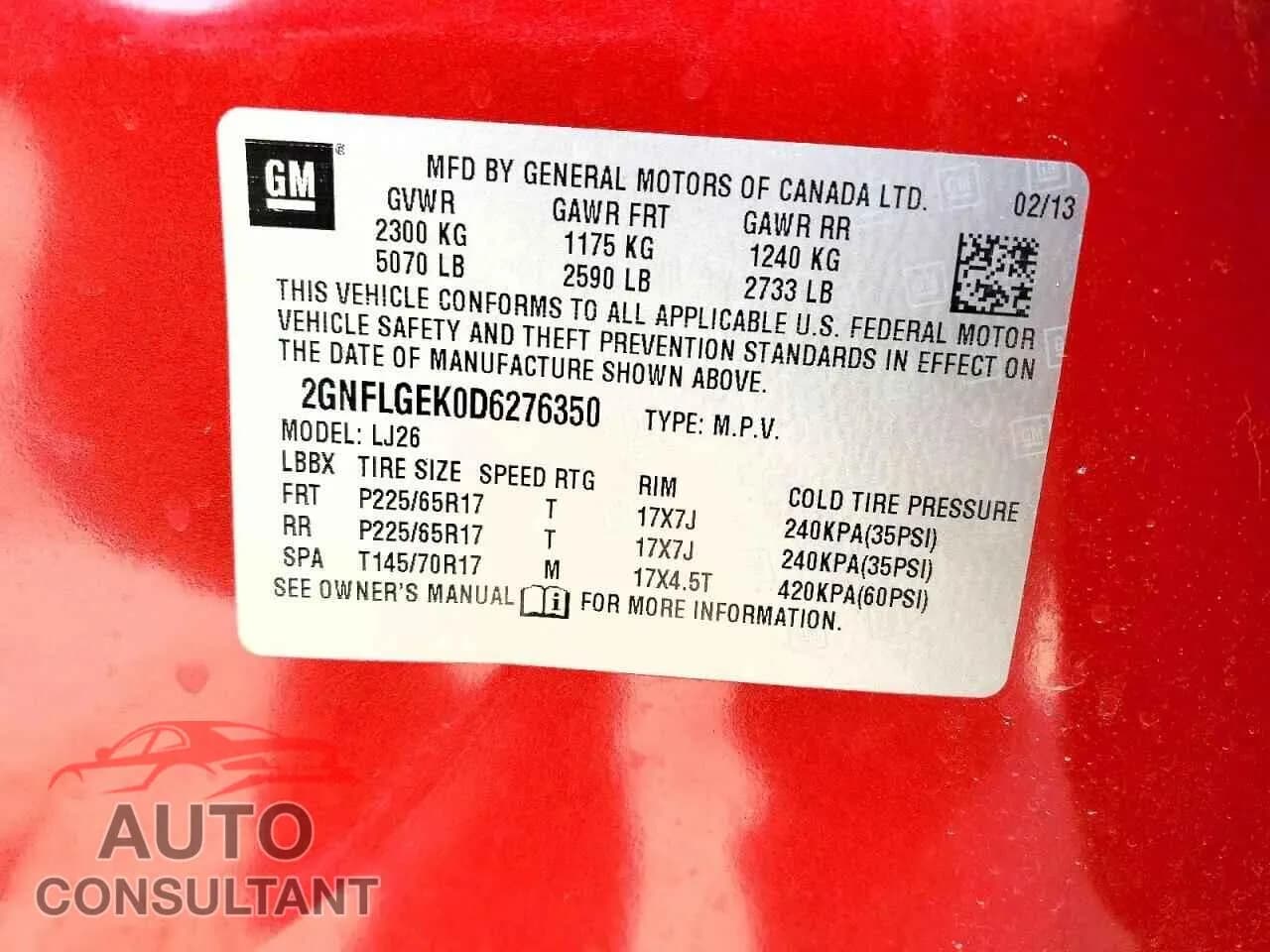 2013 CHEVROLET EQUINOX Damaged VIN 2GNFLGEK0D6276350 – photo 13 2013 CHEVROLET EQUINOX Damaged VIN 2GNFLGEK0D6276350 – photo 13