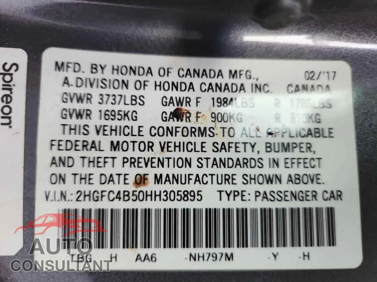 2017 HONDA CIVIC Damaged VIN 2HGFC4B50HH305895 – photo 12 2017 HONDA CIVIC Damaged VIN 2HGFC4B50HH305895 – photo 12