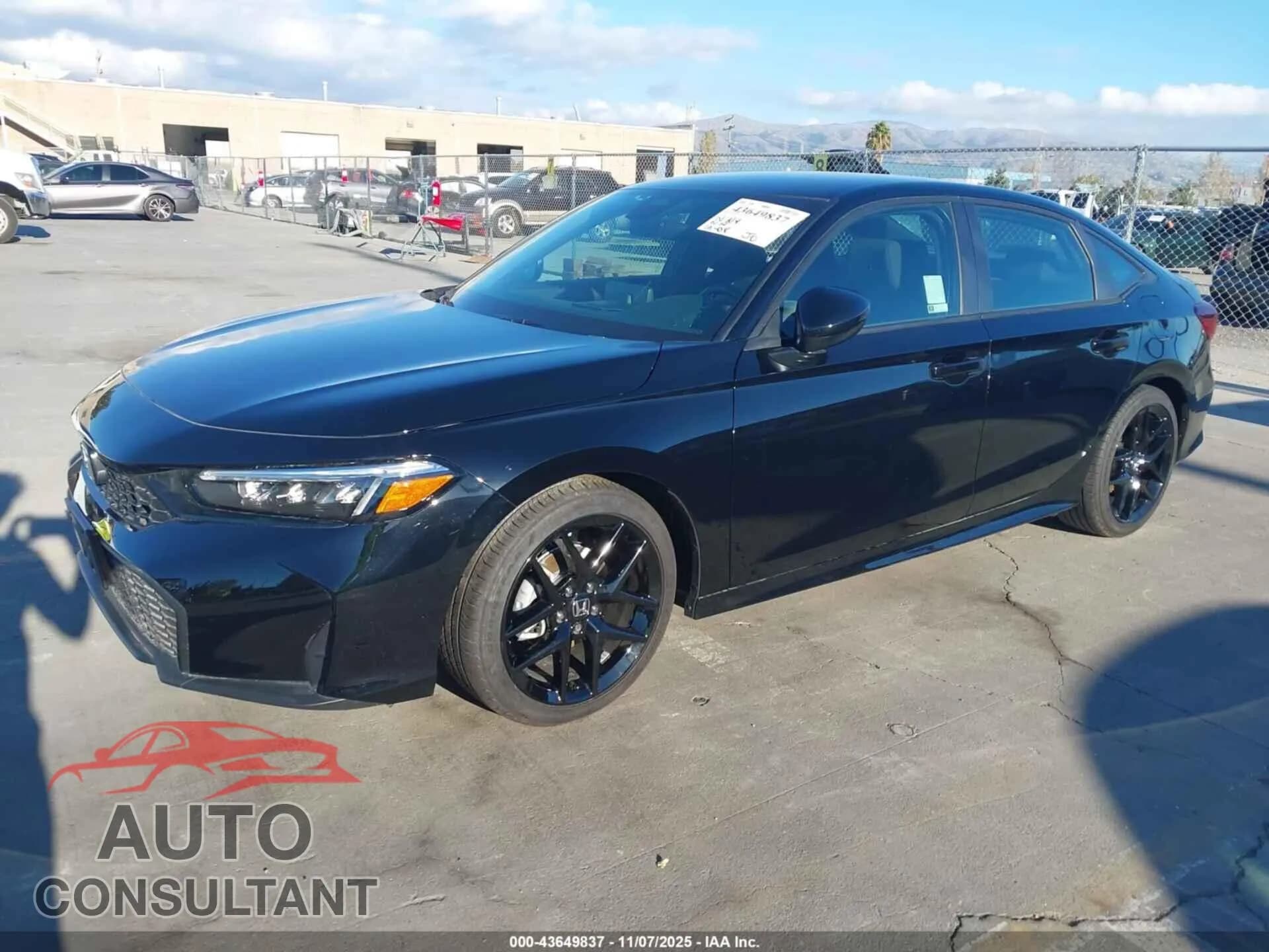 2026 HONDA CIVIC Damaged VIN 2HGFE2F52TH507137 – rear exterior 2026 HONDA CIVIC Damaged VIN 2HGFE2F52TH507137 – rear exterior