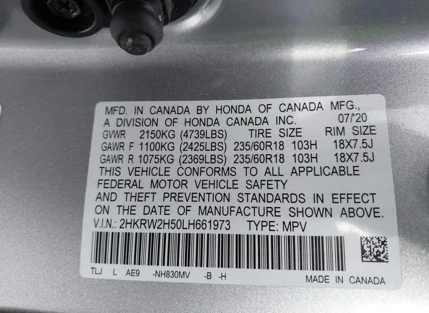 2020 HONDA CR-V Used VIN 2HKRW2H50LH661973 – photo 16 2020 HONDA CR-V Used VIN 2HKRW2H50LH661973 – photo 16