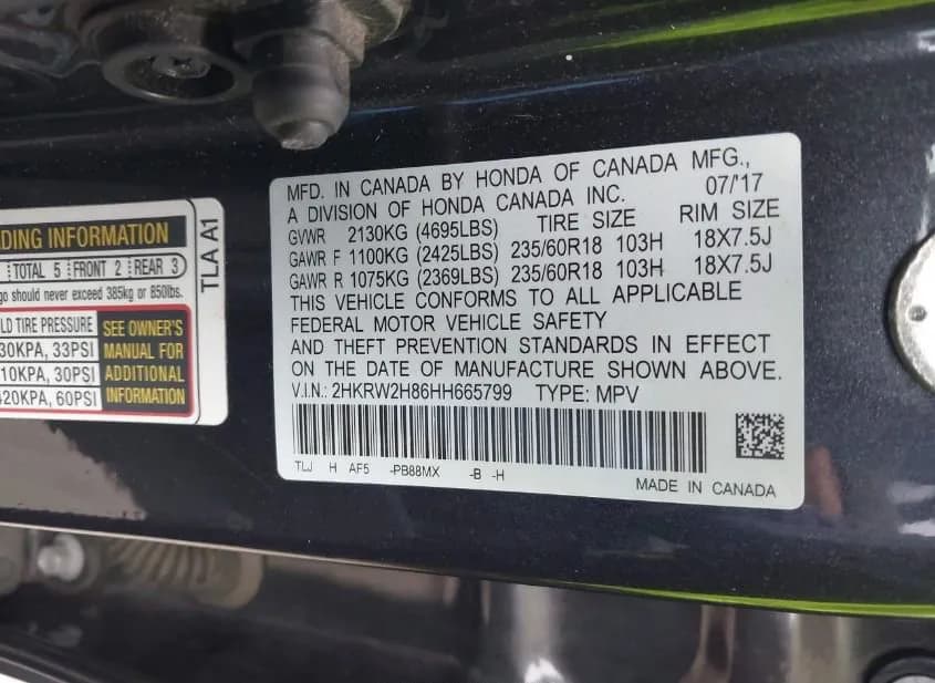 2017 HONDA CR-V Used VIN 2HKRW2H86HH665799 – photo 16 2017 HONDA CR-V Used VIN 2HKRW2H86HH665799 – photo 16