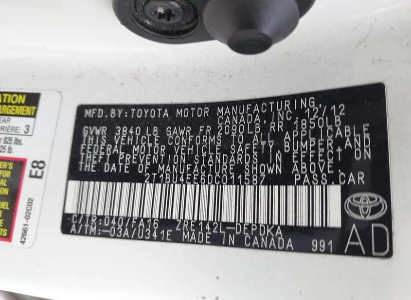 2013 TOYOTA Corolla Used VIN 2T1BU4EE6DC011587 – odometer reading 2013 TOYOTA Corolla Used VIN 2T1BU4EE6DC011587 – odometer reading