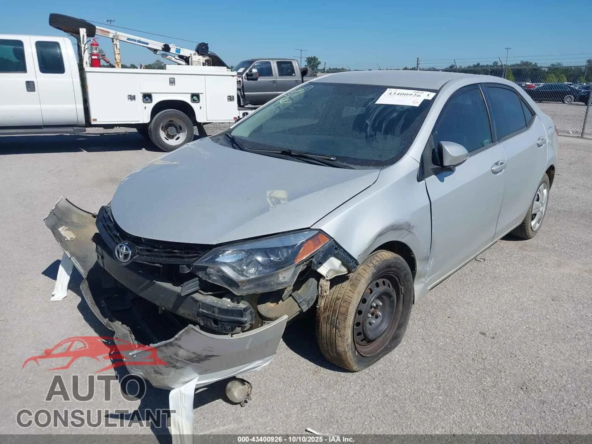 2015 TOYOTA COROLLA Damaged VIN 2T1BURHE0FC253366 – rear exterior 2015 TOYOTA COROLLA Damaged VIN 2T1BURHE0FC253366 – rear exterior