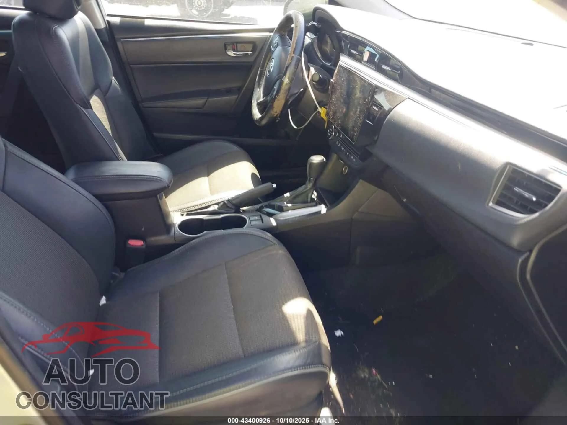 2015 TOYOTA COROLLA Damaged VIN 2T1BURHE0FC253366 – interior seats 2015 TOYOTA COROLLA Damaged VIN 2T1BURHE0FC253366 – interior seats