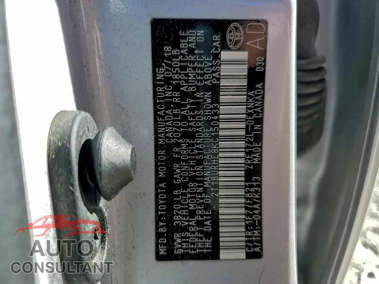 2019 TOYOTA COROLLA Damaged VIN 2T1BURHE8KC150433 – photo 13 2019 TOYOTA COROLLA Damaged VIN 2T1BURHE8KC150433 – photo 13