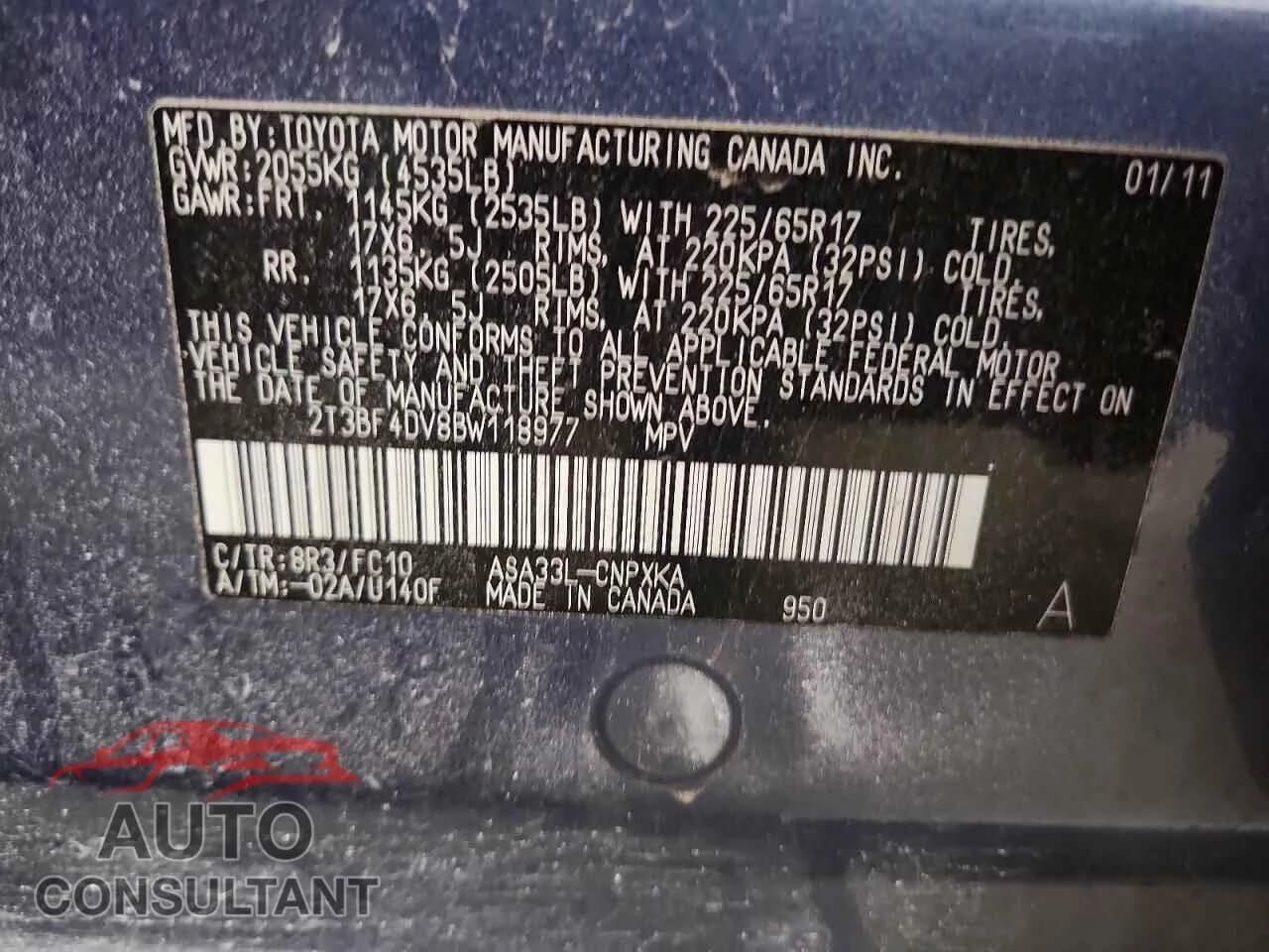 2011 TOYOTA RAV4 Damaged VIN 2T3BF4DV8BW118977 – photo 13 2011 TOYOTA RAV4 Damaged VIN 2T3BF4DV8BW118977 – photo 13