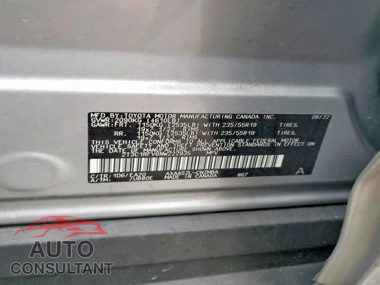 2022 TOYOTA RAV4 Damaged VIN 2T3C1RFV6NW222935 – photo 14 2022 TOYOTA RAV4 Damaged VIN 2T3C1RFV6NW222935 – photo 14