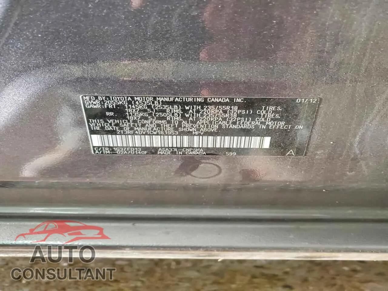 2012 TOYOTA RAV4 Damaged VIN 2T3RF4DV1CW181953 – photo 14 2012 TOYOTA RAV4 Damaged VIN 2T3RF4DV1CW181953 – photo 14