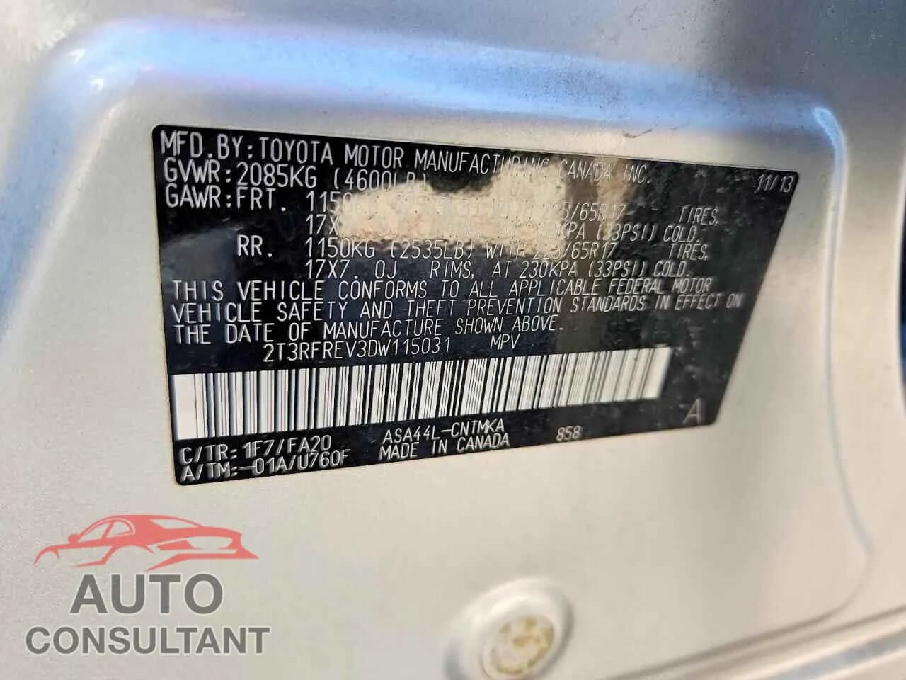 2013 TOYOTA RAV4 Used VIN 2T3RFREV3DW115031 – photo 13 2013 TOYOTA RAV4 Used VIN 2T3RFREV3DW115031 – photo 13