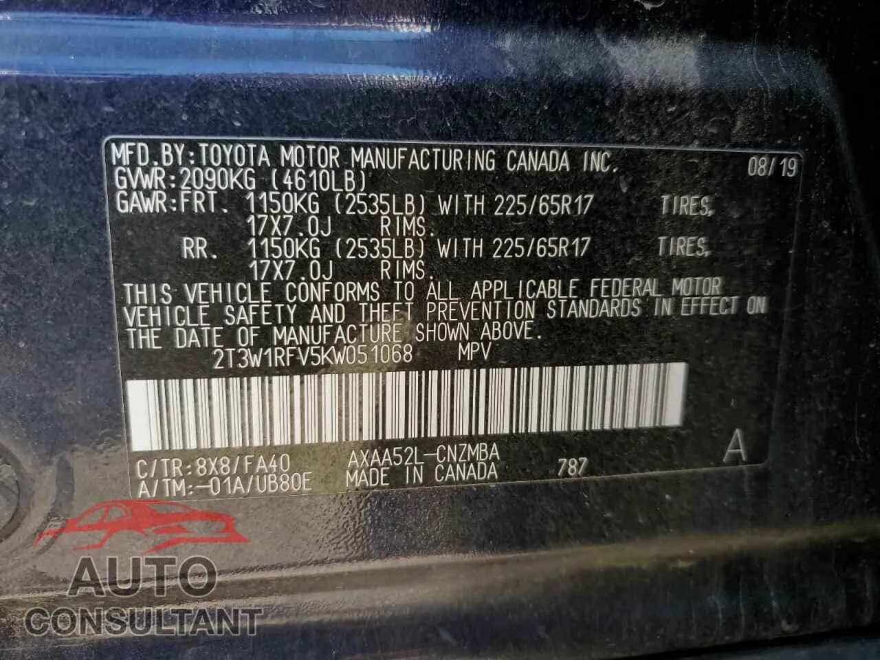 2019 TOYOTA RAV4 Damaged VIN 2T3W1RFV5KW051068 – photo 14 2019 TOYOTA RAV4 Damaged VIN 2T3W1RFV5KW051068 – photo 14