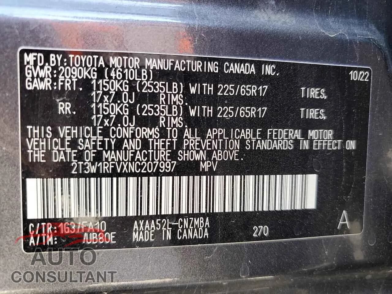 2022 TOYOTA RAV4 Damaged VIN 2T3W1RFVXNC207997 – photo 13 2022 TOYOTA RAV4 Damaged VIN 2T3W1RFVXNC207997 – photo 13