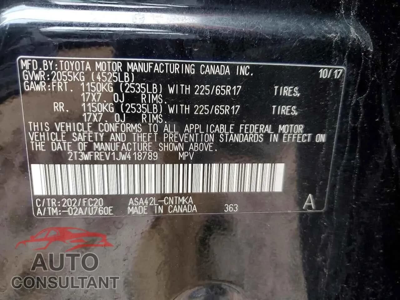 2018 TOYOTA RAV4 Damaged VIN 2T3WFREV1JW418789 – photo 12 2018 TOYOTA RAV4 Damaged VIN 2T3WFREV1JW418789 – photo 12