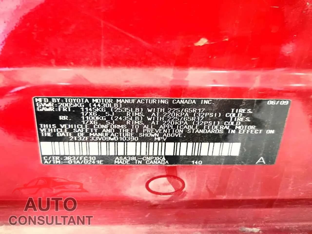 2009 TOYOTA RAV4 Damaged VIN 2T3ZF33V09W010390 – photo 13 2009 TOYOTA RAV4 Damaged VIN 2T3ZF33V09W010390 – photo 13